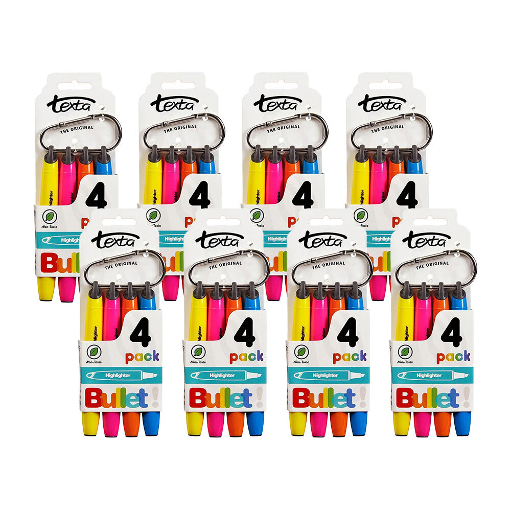 32pc Texta 1-4mm Bullet Highlighter Non-Toxic Yellow/Pink/Orange/Blue