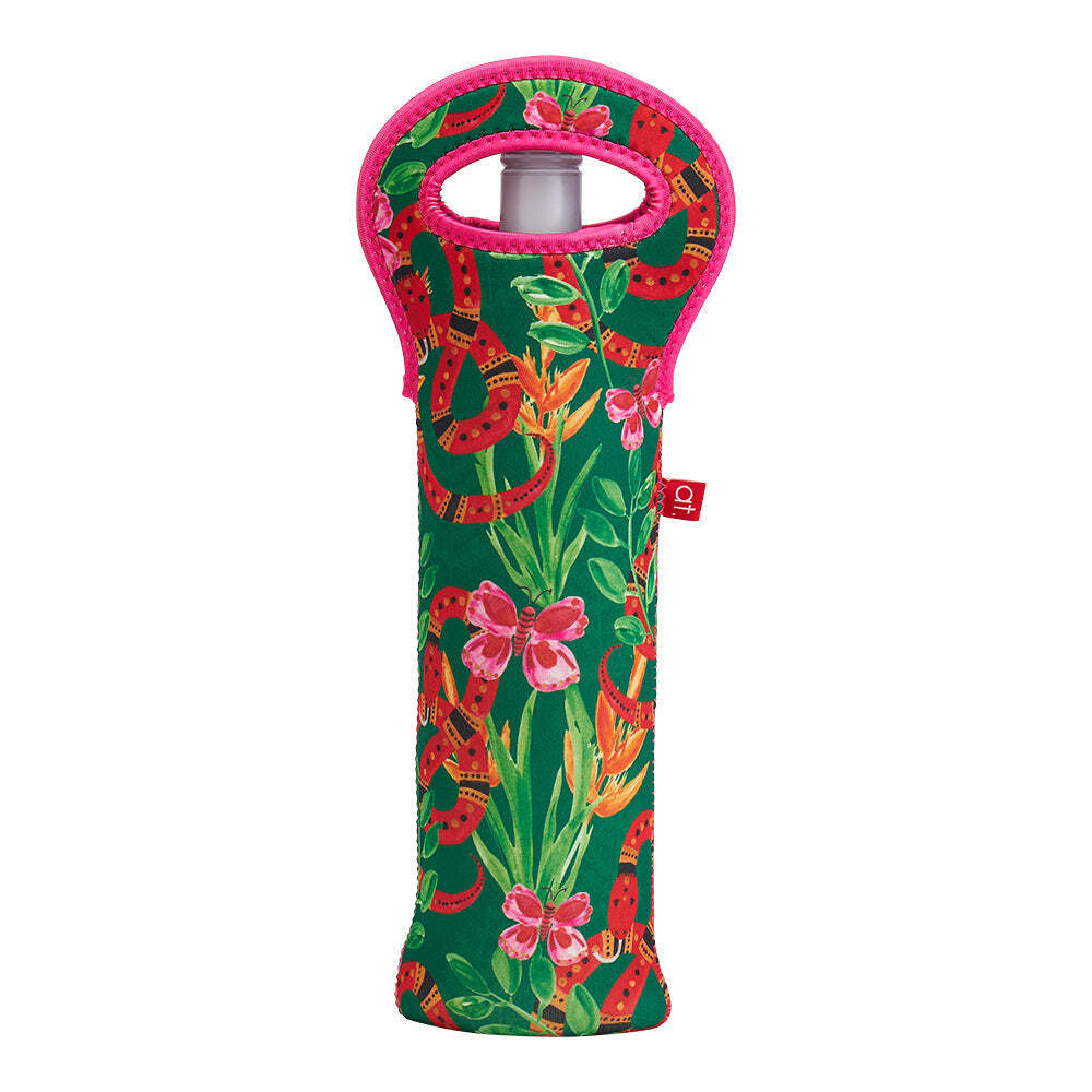 2PK Annabel Trends Neoprene Single Bottle Bag 14x38cm - Jungle Snake