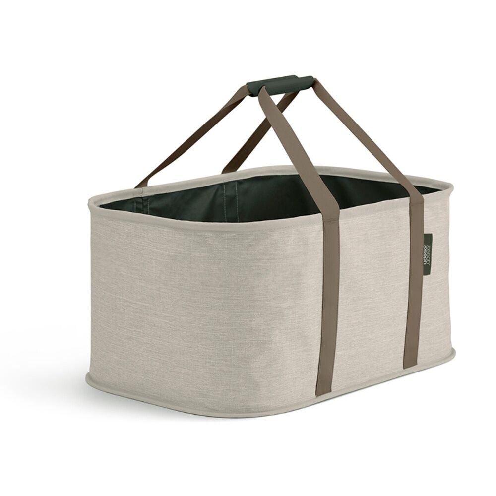 Joseph Joseph Hold-All Collapsible Laundry/Washing Basket W/ Handles Cream/Brown