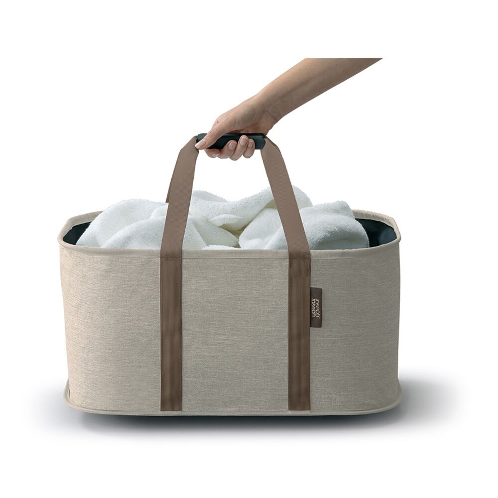 Joseph Joseph Hold-All Collapsible Laundry/Washing Basket W/ Handles Cream/Brown