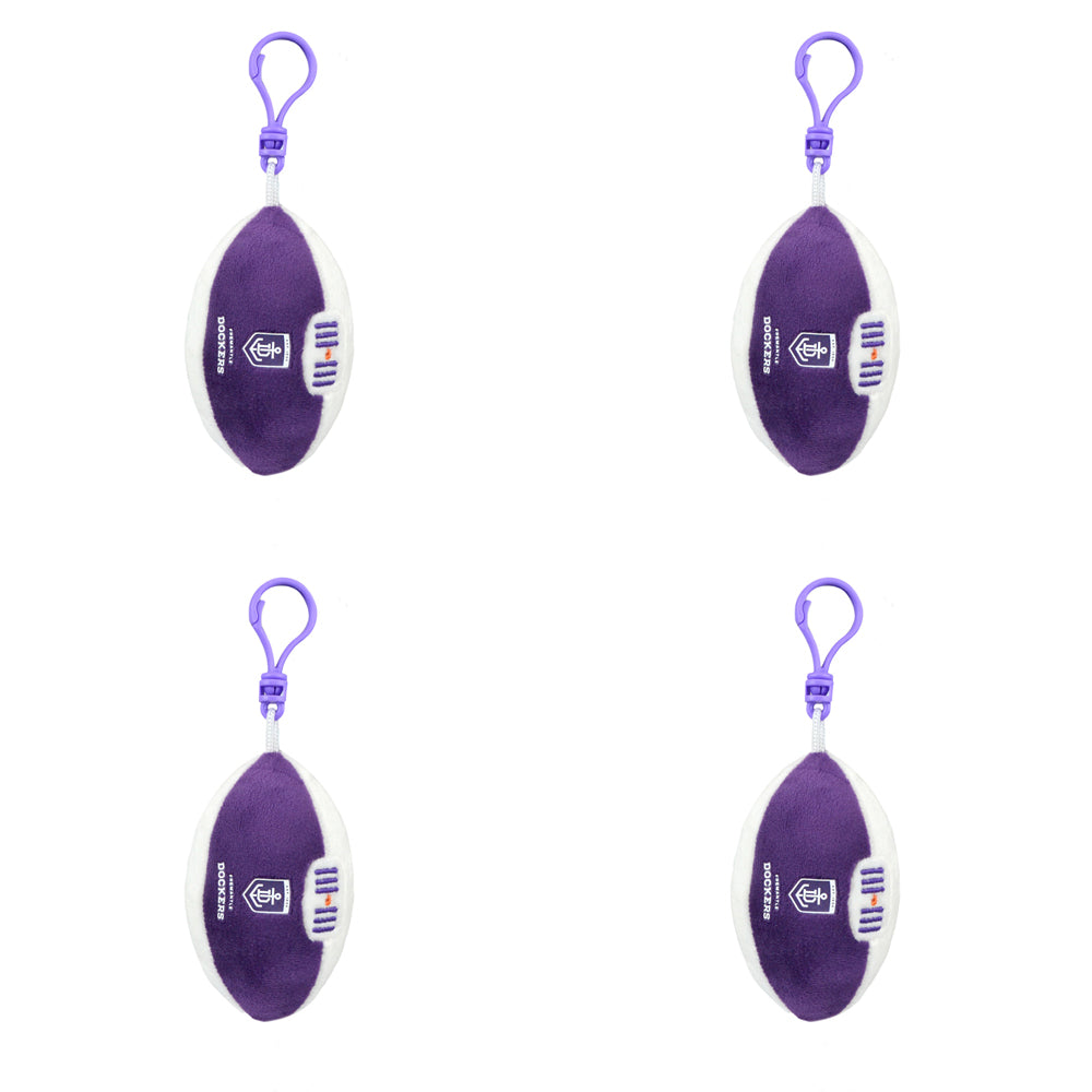 4PK AFL Fremantle Footy Keyclip Hanging Bag Accessory 10cm