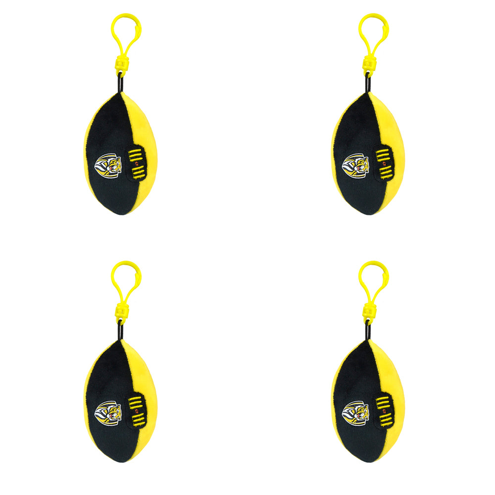 4PK AFL Richmond Footy Keyclip Hanging Bag Accessory 10cm
