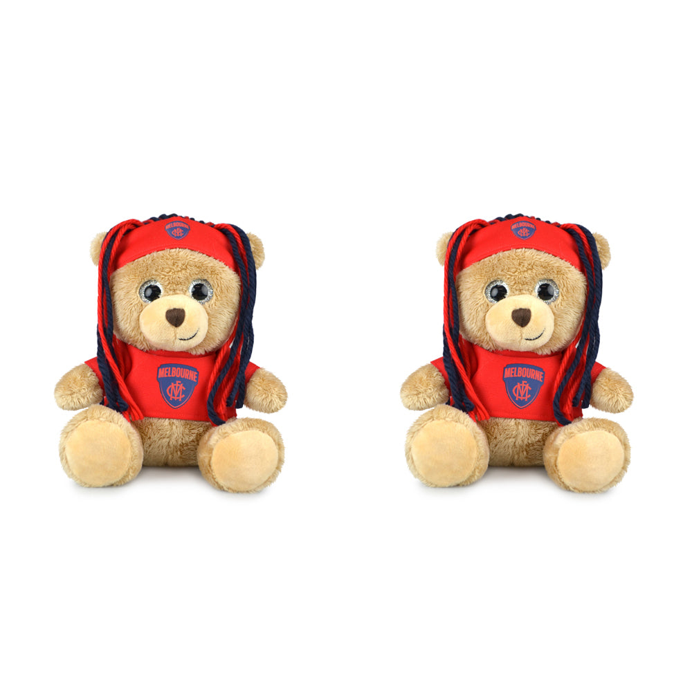2PK AFL Sparkle Fanatic Melbourne Plush Toy 20cm - Red