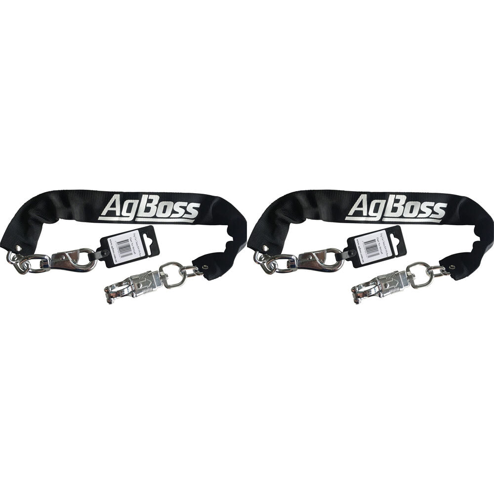 2PK AgBoss Dog Ute/Car Chain With Bull And Panic Snap Black 5x500mm