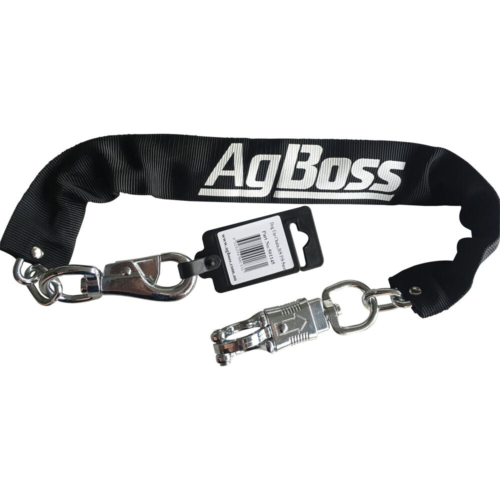 2PK AgBoss Dog Ute/Car Chain With Bull And Panic Snap Black 5x500mm
