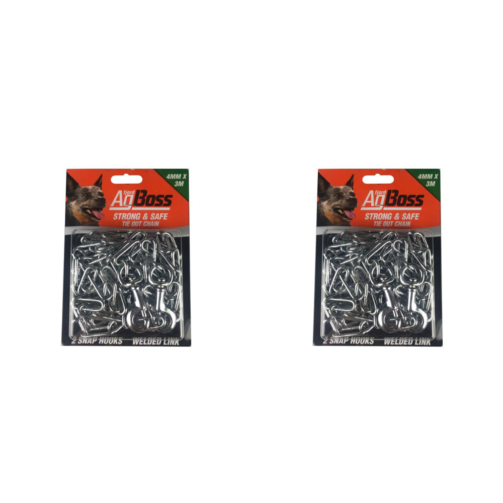 2PK AgBoss Heavy Duty Adjustable Welded Link Tie Out Chains 4mmx3m