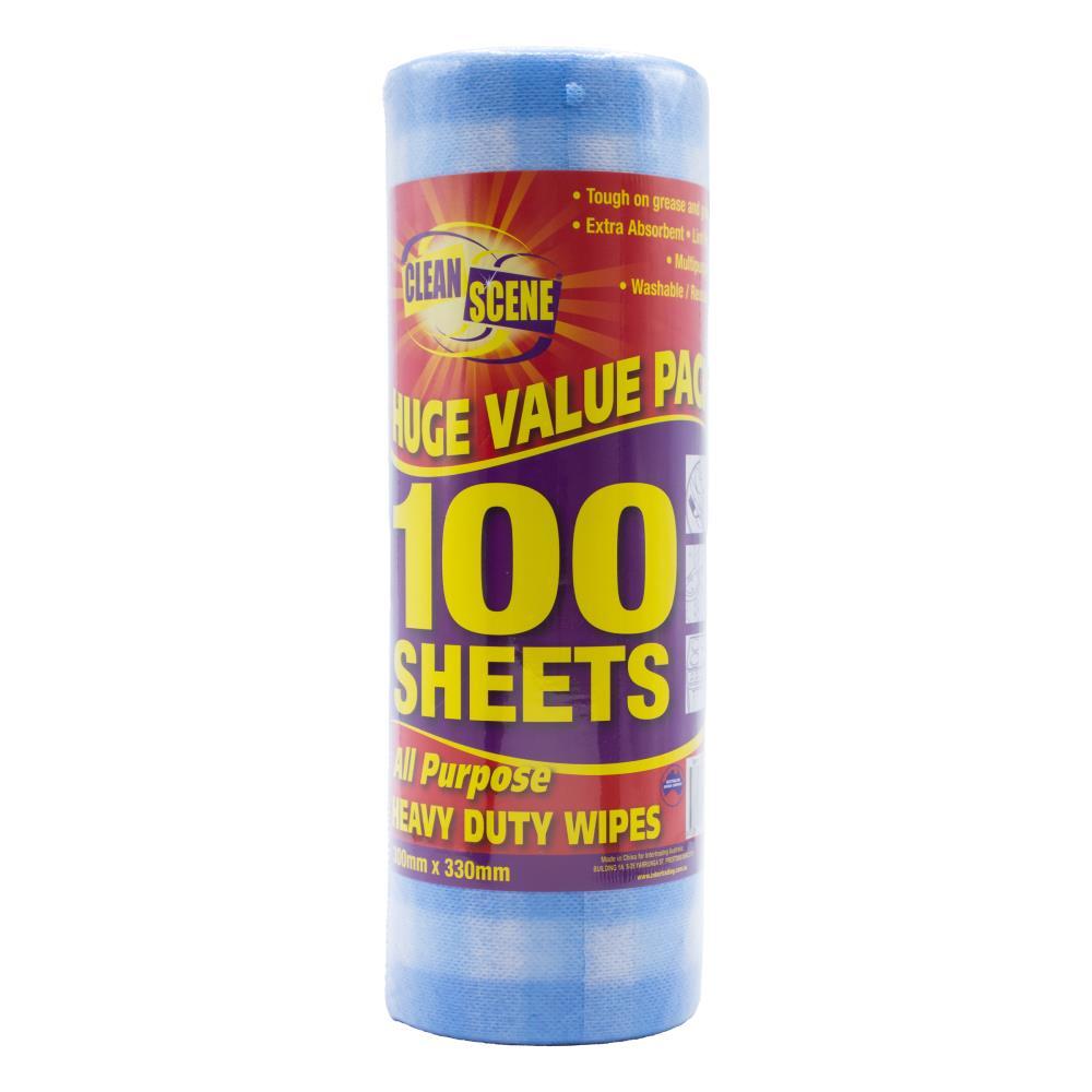 600pc Clean Scene Perforated Wipes On Dispenser Roll Checkered 30x33cm