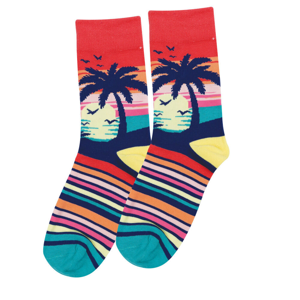 3PK Wicked Sista Cotton Stretchable Tropical Socks One Size 6-10