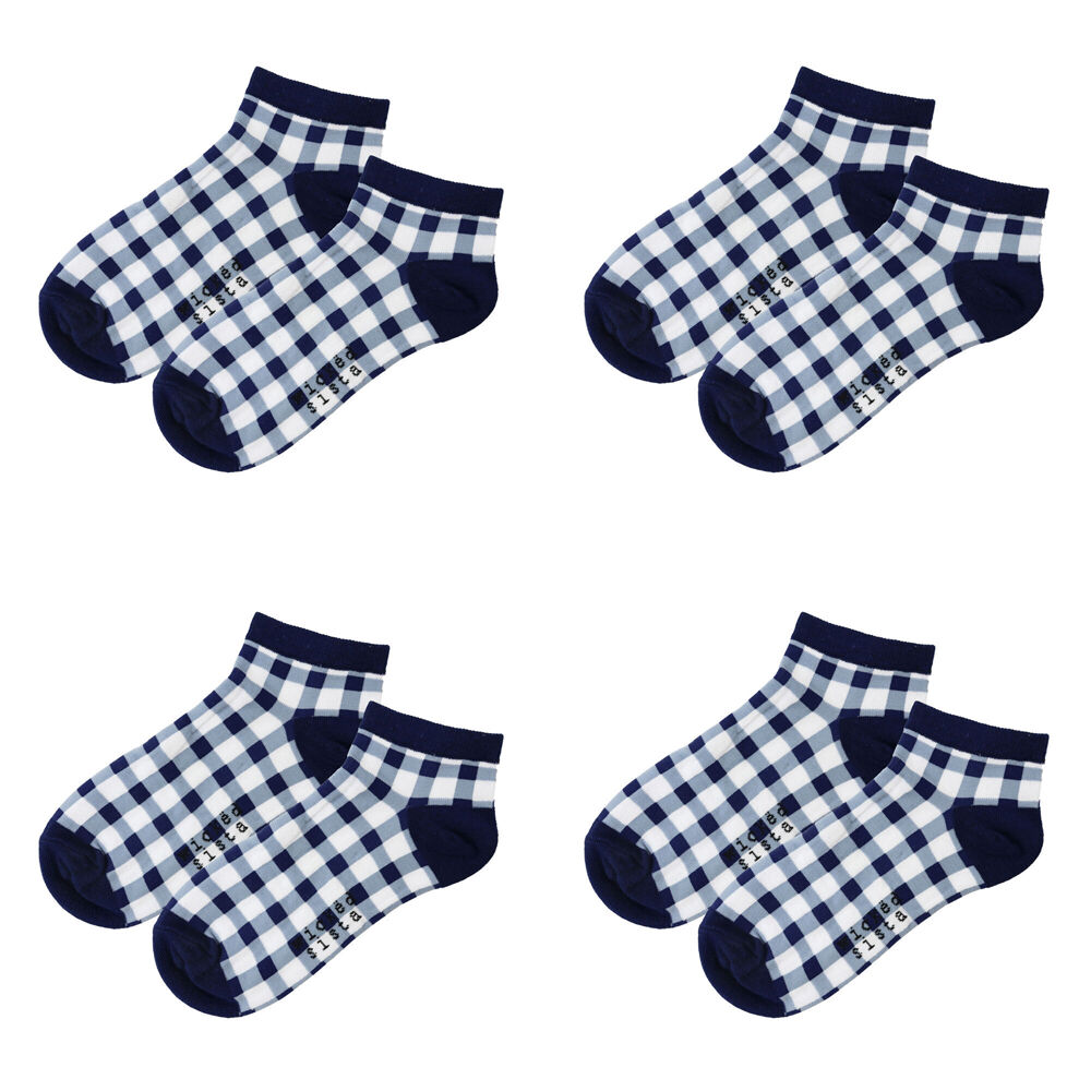 4PK Wicked Sista Cotton Gingham Women's Ankle Socks One Size 6-10