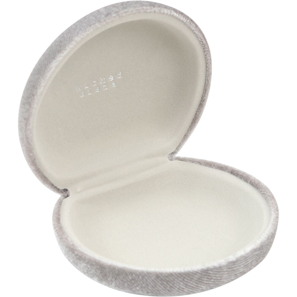 3PK Wicked Sista Velvet Polyester Small Jewellery Travel Case 8.7cm Pearl Grey