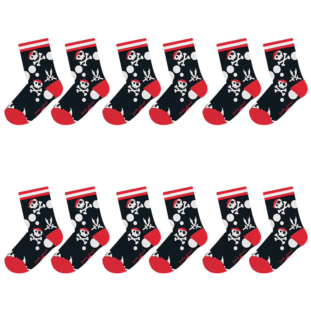 6PK Foote Street Toddler Soft Cotton Socks - Pirates 1-3y