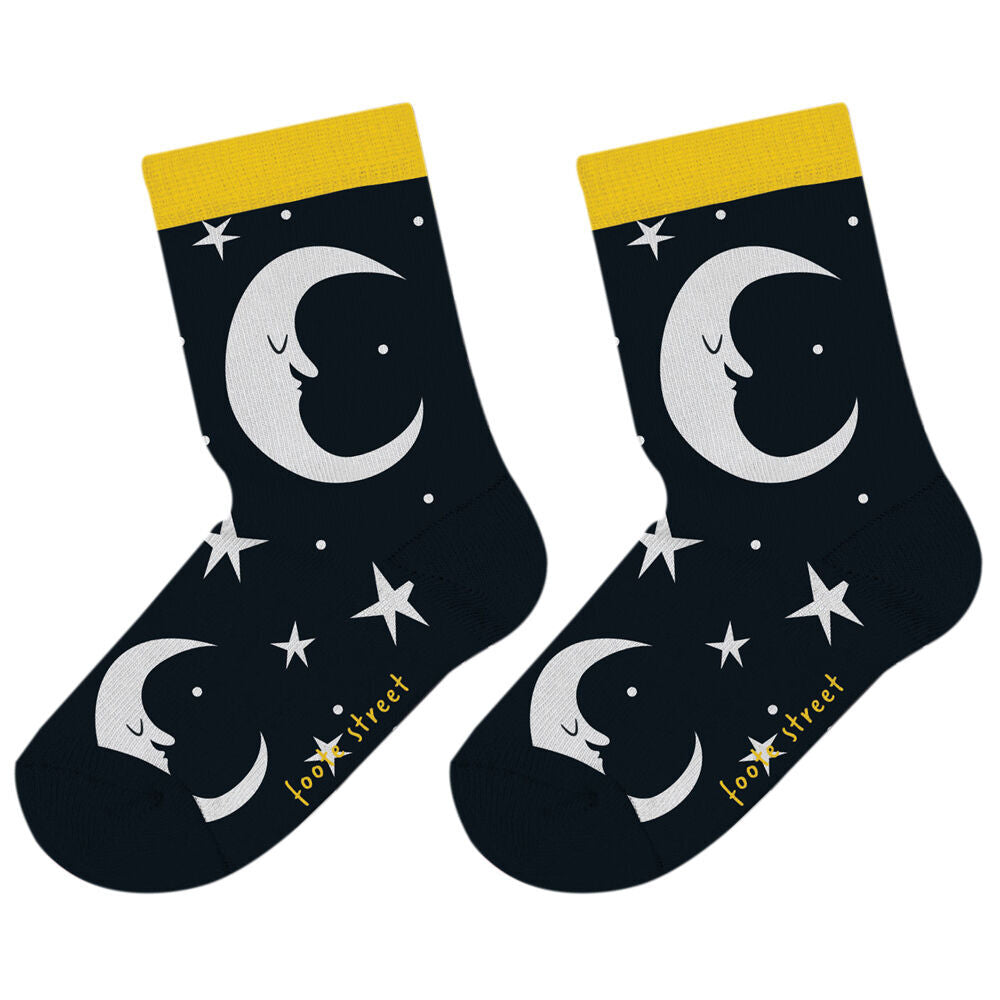 6PK Foote Street Toddler Soft Cotton Socks - Stars & Moons 1-3y