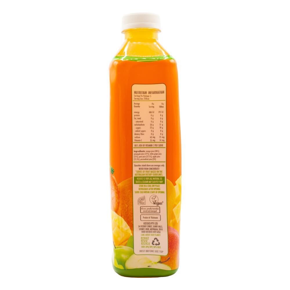 6PK H2 Juice 1.25L Mango Plant Based Natural Hydration Juice
