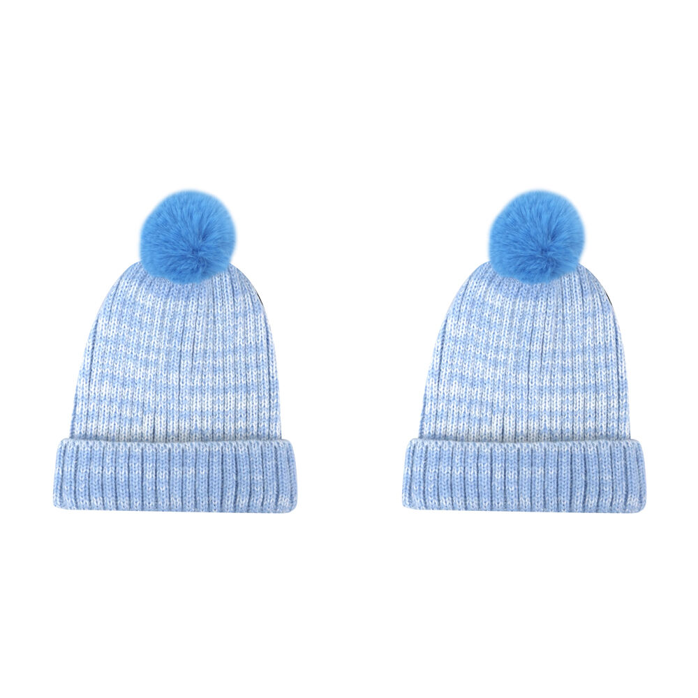 2PK Foote Street Kids Beanie For Toddlers And Children - Soft Blue - 2Y-3Y