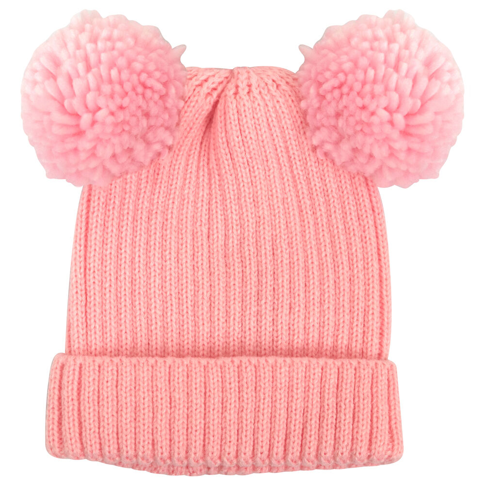 2PK Foote Street Poppy Beanie For Toddlers - Winter Cap - Soft Pink - 8M-2Y