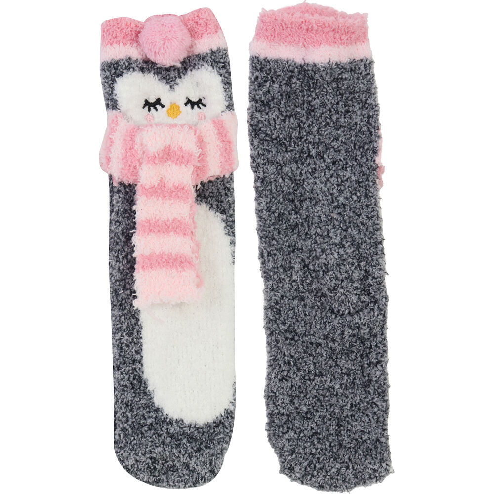 3PK Wicked Sista Cosy Non-Slip Slipper Socks One Size - Penguin