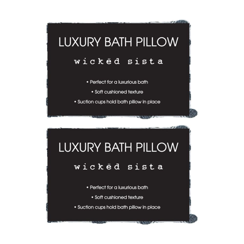 2PK Wicked Sista Luxury Bath Pillow Suction Cups Spa Comfort Black