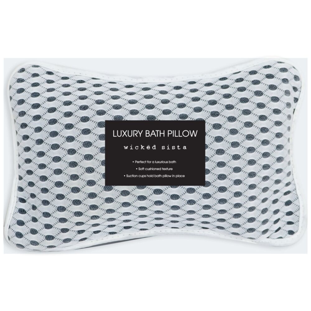 2PK Wicked Sista Luxury Bath Pillow Suction Cups Spa Comfort Black
