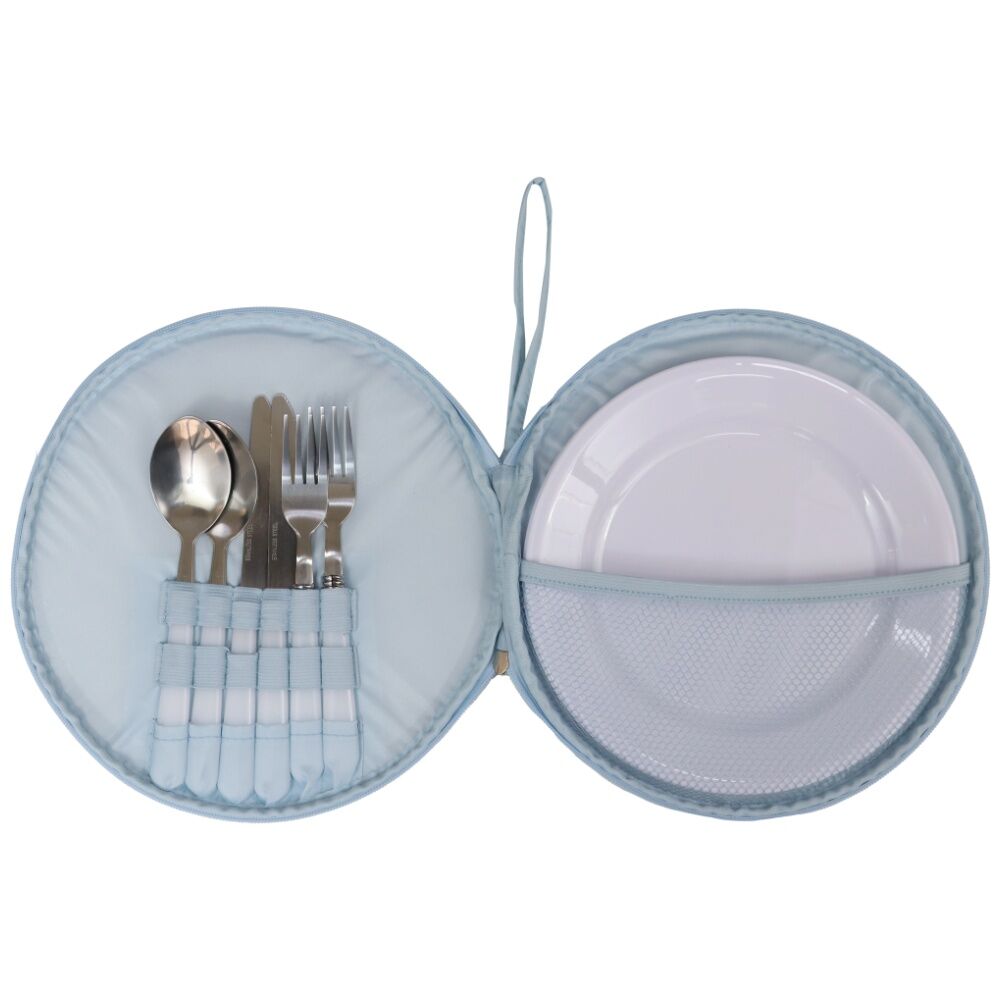 2PK Wicked Sista Picnic Set Tropical Leaves Stainless Steel Cutlery Carry Case