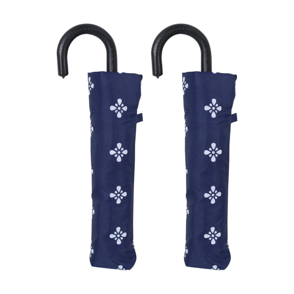 2PK Wicked Sista Compact Umbrella Geo Fleur Manual Opening Polyester - Navy