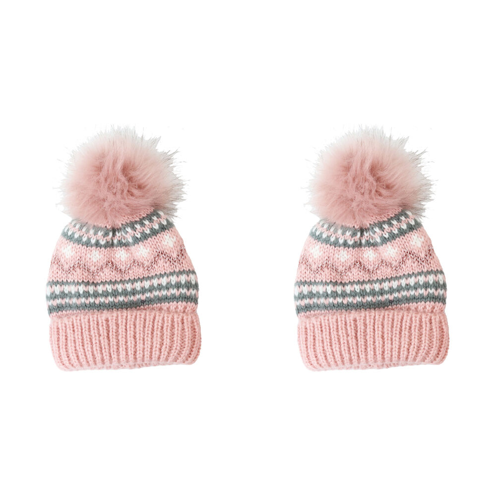 2PK Foote Street Unisex Nordic Beanie Cosy For Kids S/M Dusty Pink 3Y-6Y
