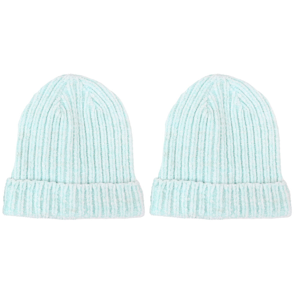 2PK Foote Street Unisex Chenille Beanie For Kids Medium/Large Soft Green 7Y-10Y