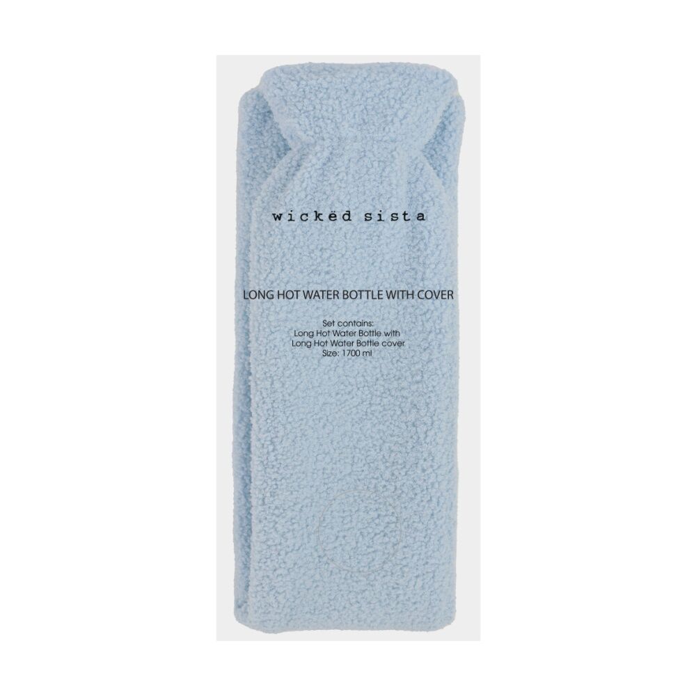 Wicked Sista Long Hot Water Bottle With Cover Textured - Light Blue