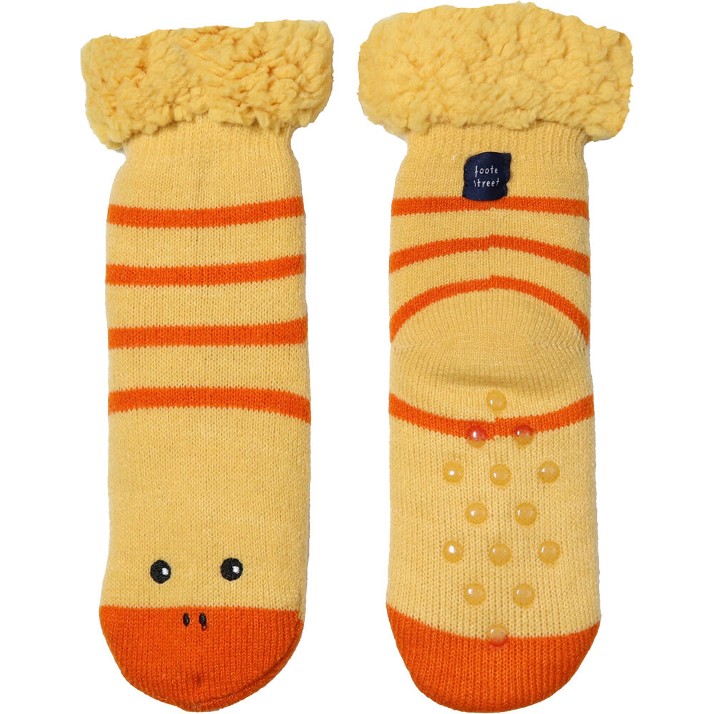 3PK Foote Street Slipper Socks For Kids - Duck - Warm And Cozy - Yellow - 3Y+