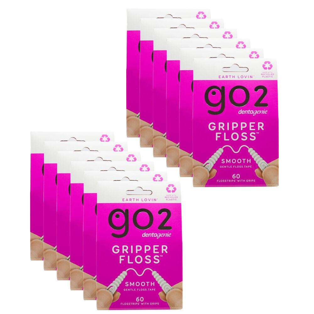 12x 60pc Go 2 Dentagenie Go2 Gripper Gentle Dental Floss Tape Teeth Cleaning Care