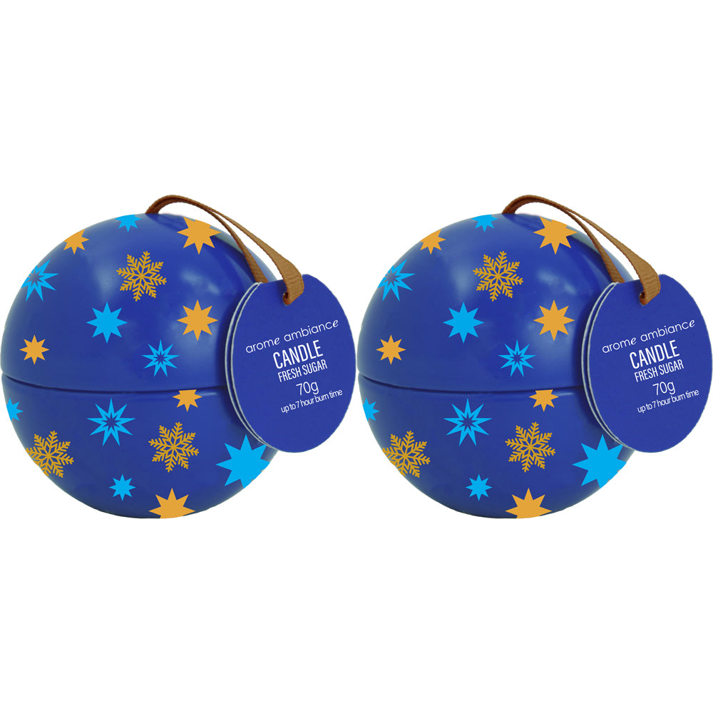 2PK Arome Ambiance Christmas Cheer Bauble Candle - Fresh Sugar