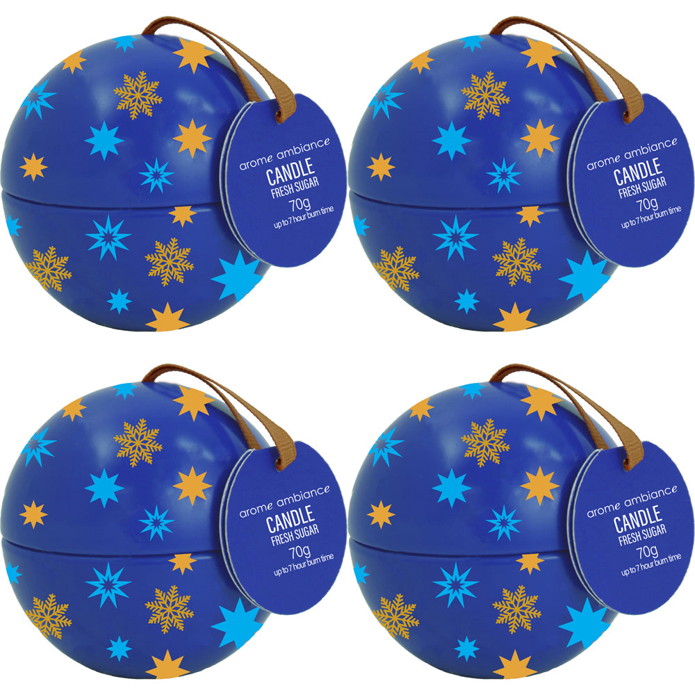 4PK Arome Ambiance Christmas Cheer Bauble Candle - Fresh Sugar
