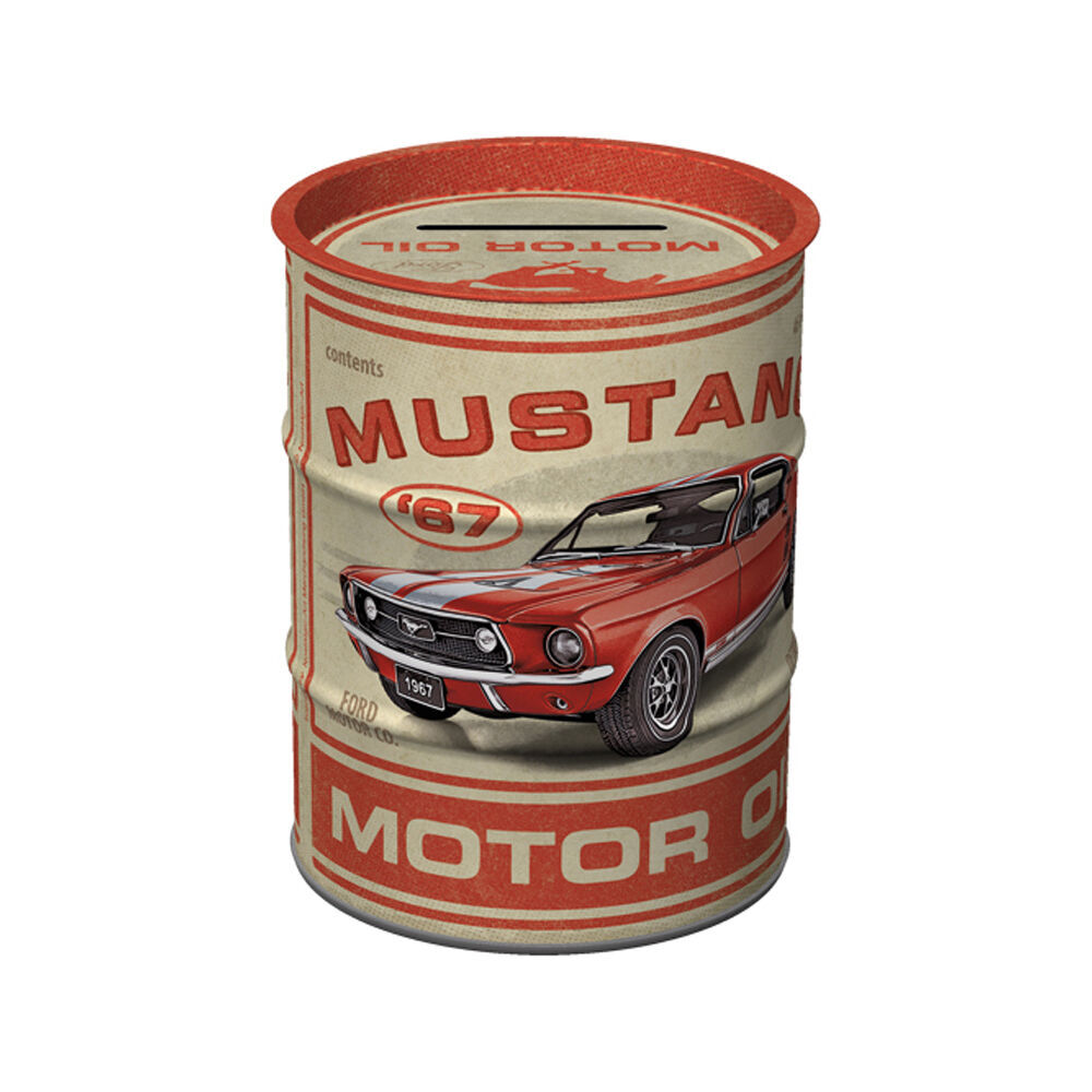 2PK Nostalgic-Art Ford Mustang GT Oil Barrel Money Box/Decoration 9.3x9.3x11.5cm