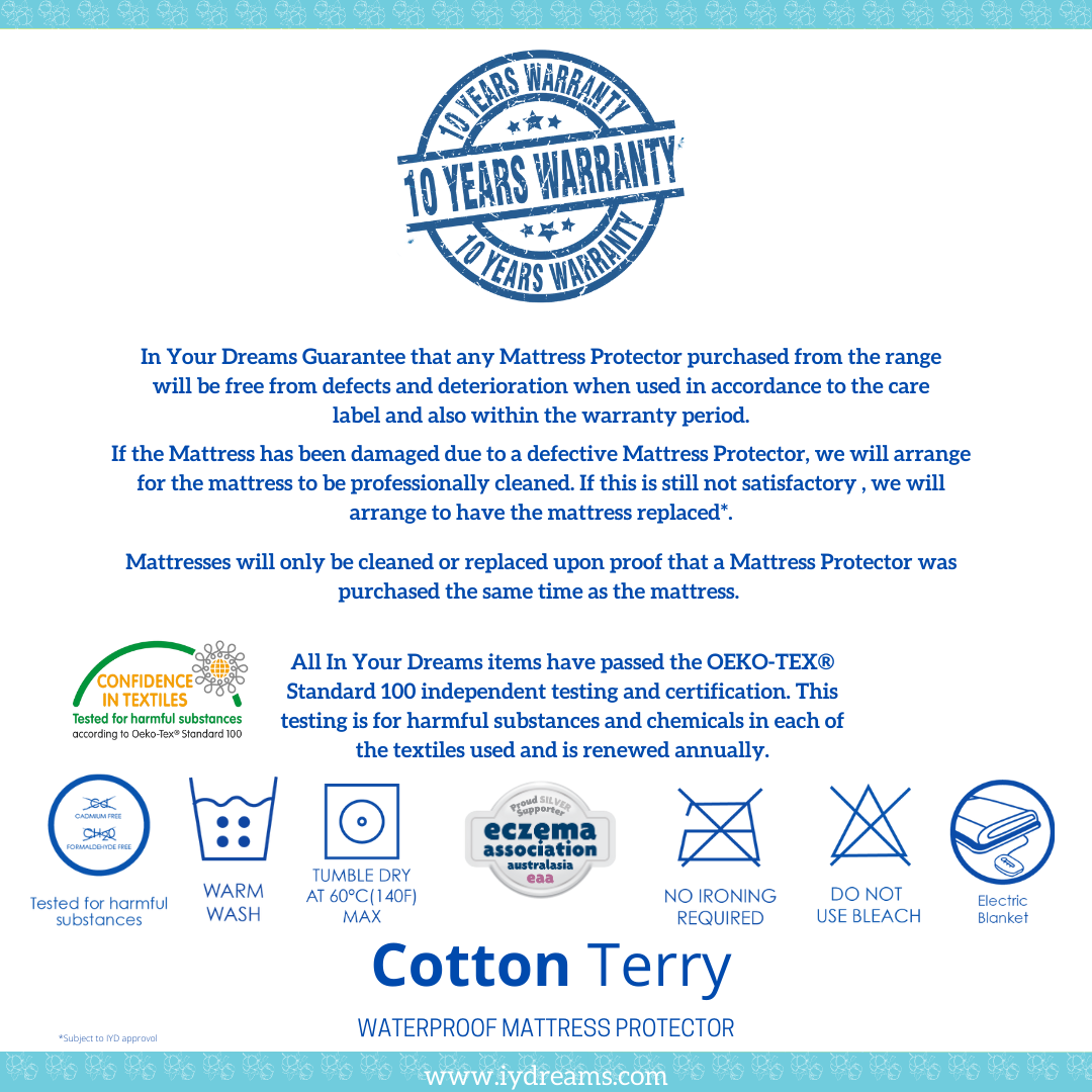 In Your Dreams Double Cotton Terry + PU Waterproof Mattress Protector
