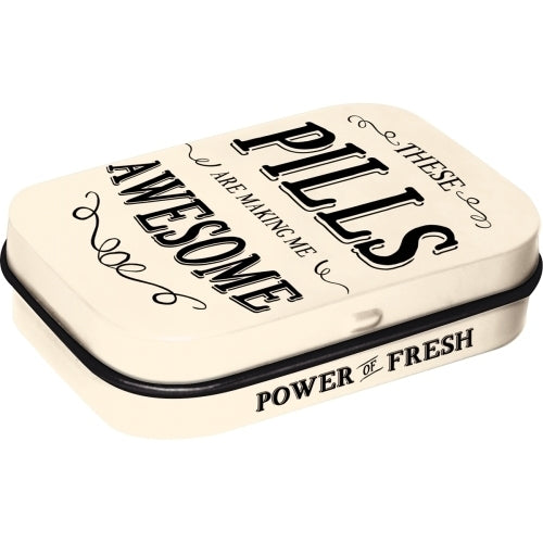 2PK Nostalgic Art 6cm Mint Tin Box Awesome Pills Fresh Breath Hard Candy Mints