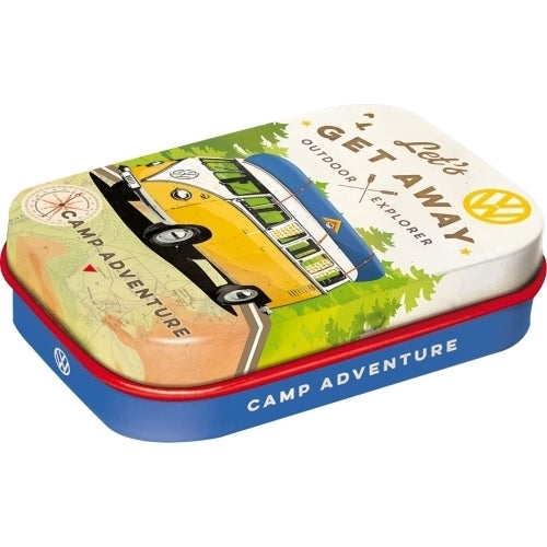 2PK Nostalgic Art 6cm Mint Tin Box VW Let's Get Away Fresh Breath Hard Candy