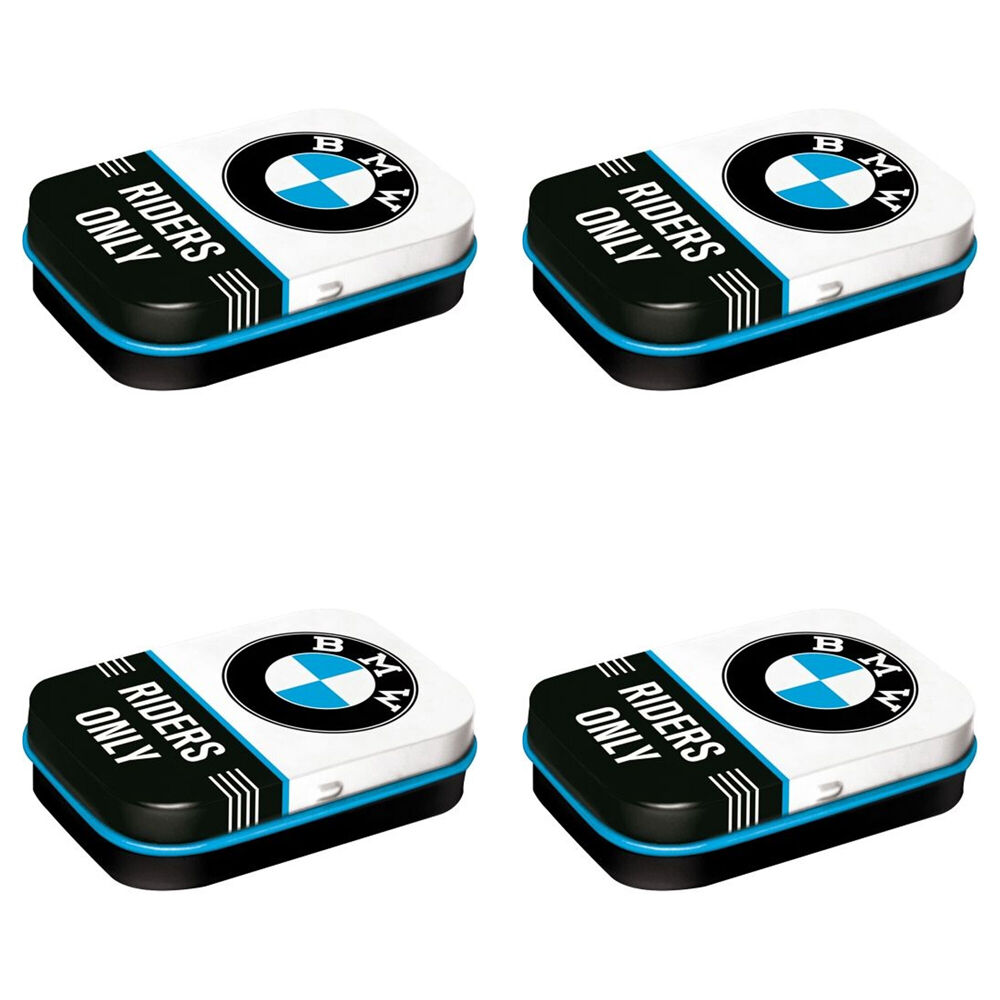 4PK Nostalgic-Art Pocket Mint Tin Box BMW Riders Only 4x6cm