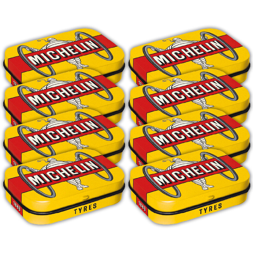 8PK Nostalgic-Art Pocket Mint Tin Box Michelin Tyres Bibendum 4x6cm - Yellow