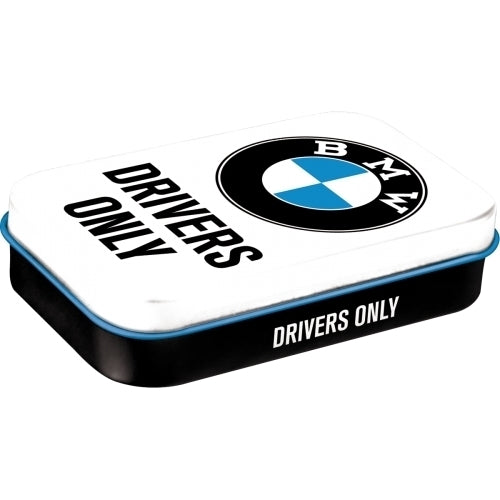 2PK Nostalgic Art 10cm Mint Tin Box XL BMW Drivers Only Fresh Breath Hard Candy