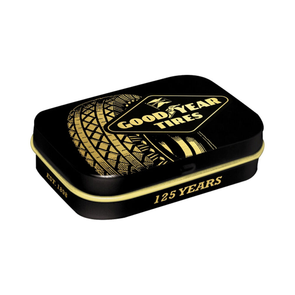 4PK Nostalgic-Art Pocket Mint Tin Box Goodyear 125 Years Tire 4x6cm - Black