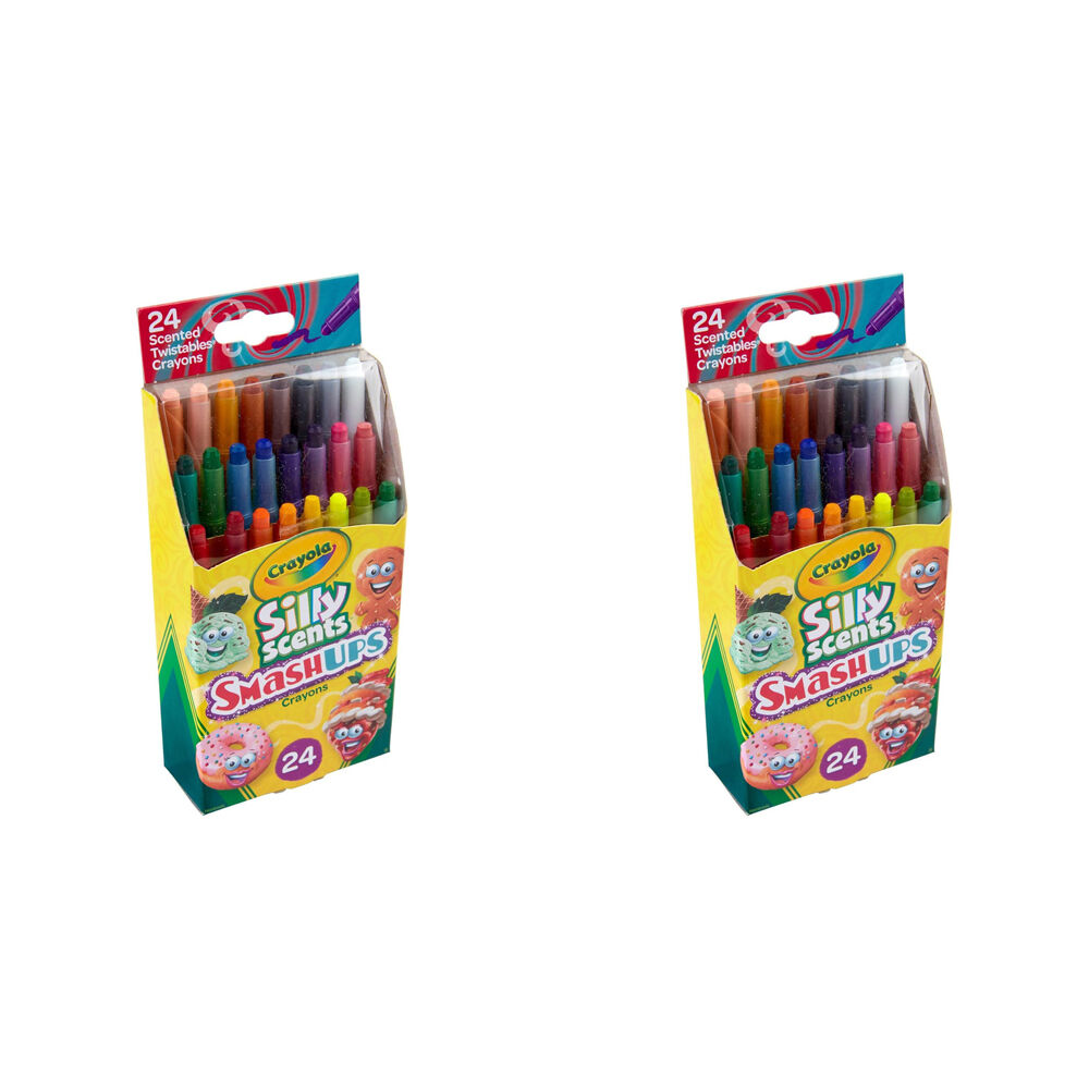 2x 24pc Crayola Silly Scents Smash Ups Mini Twistables Crayons Kids 3y+