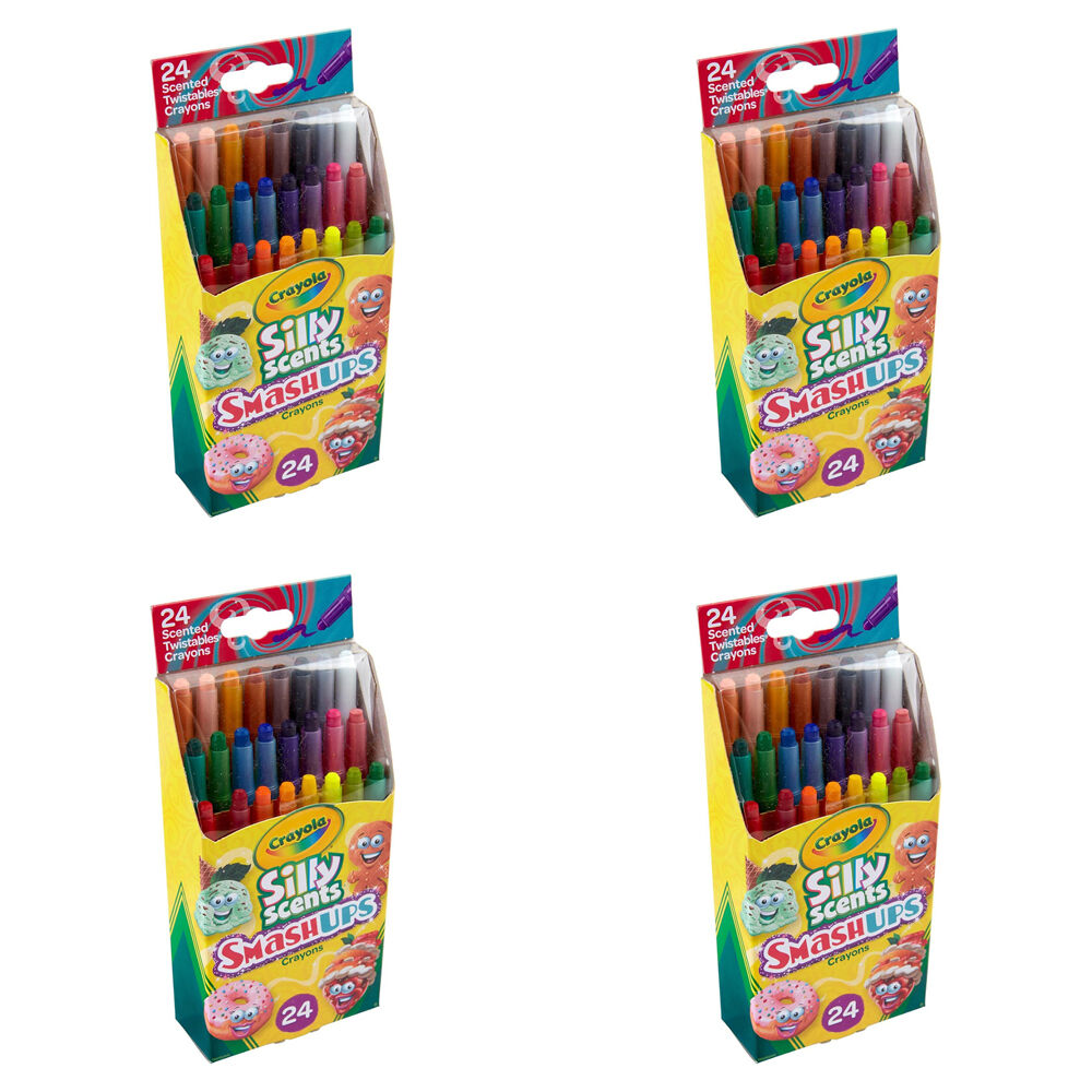 4x 24pc Crayola Silly Scents Smash Ups Mini Twistables Crayons Kids 3y+