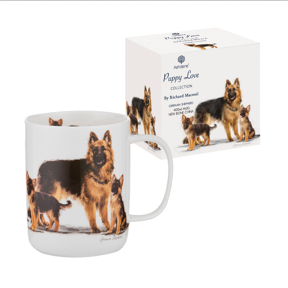 4PK Ashdene Puppy Love German Shepherd Drinking Coffee/Tea Mug 11.5x8cm