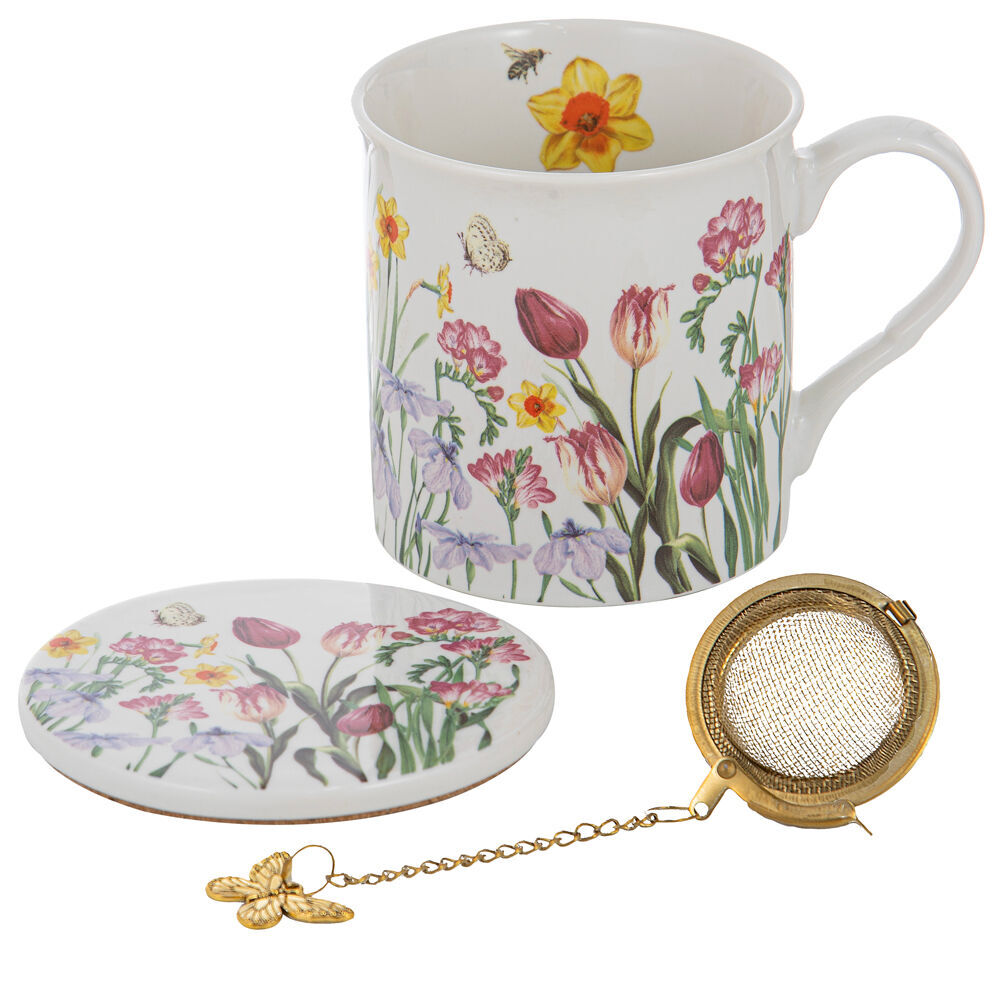 2PK Ashdene Jenny's Garden Flowers Tea Cup/Coaster Gift Set Assorted