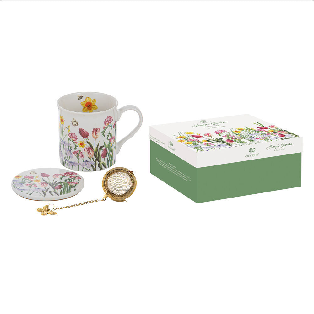 2PK Ashdene Jenny's Garden Flowers Tea Cup/Coaster Gift Set Assorted