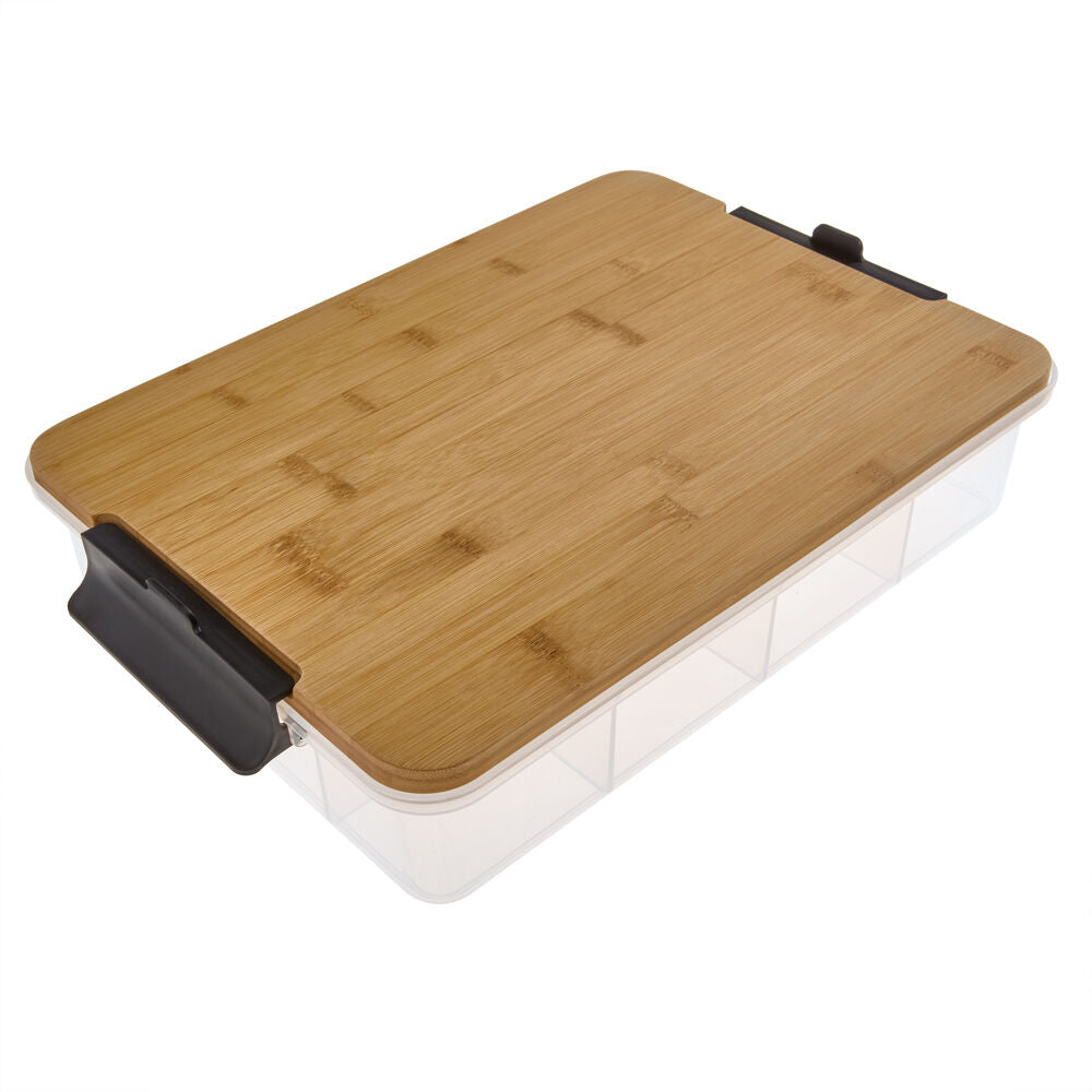 2PK Farberware SnackleBox Bamboo Storage Board and Box, 30x40.5cm Brown/Clear