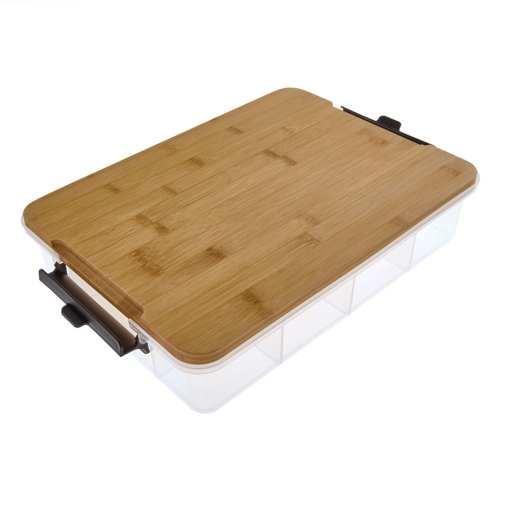 Farberware SnackleBox Bamboo Storage Board and Box, 30x40.5cm Brown/Clear