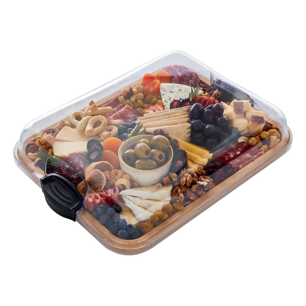 Farberware Build-a-Board Bamboo Rectangular Board, 28x35.5cm Brown/Clear
