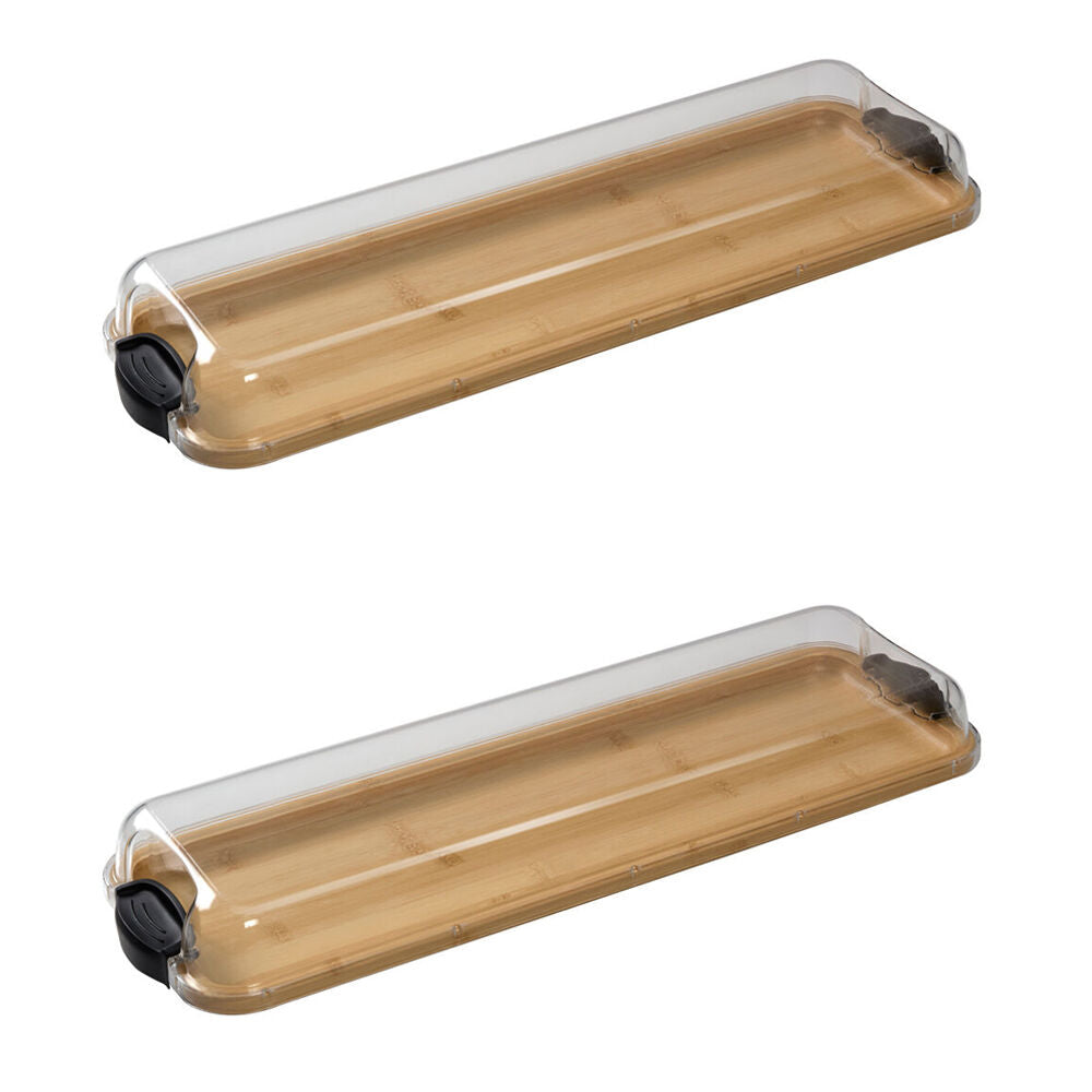 2PK Farberware Build-a-Board Bamboo Snacking Platter, 17.5x56cm Brown/Clear