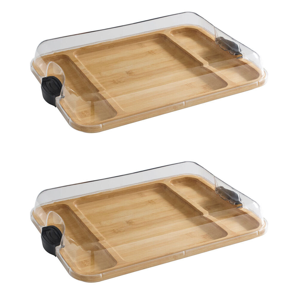 2PK Farberware Build-a-Board Bamboo Rectangular Board, 30.5x40.5cm Brown/Clear