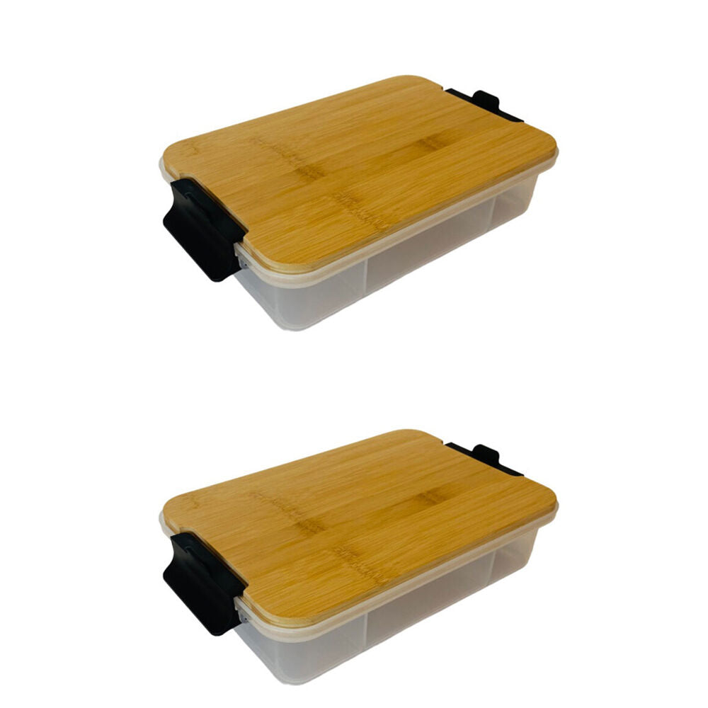 2PK Farberware SnackleBox Bamboo Storage Board and Box, 20x32cm Brown/Clear